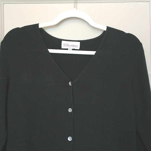 3/$30💜 GUC Vintage Classic Collections Size M Black 3/4 Length Sleeve Cardigan - Picture 2 of 6